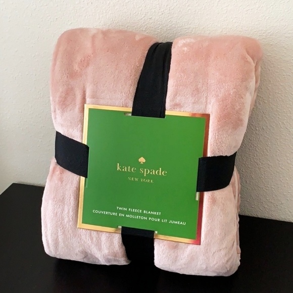 Kate Spade Rose Gold Pink Twin Size Fleece Blanket - Picture 2 of 3